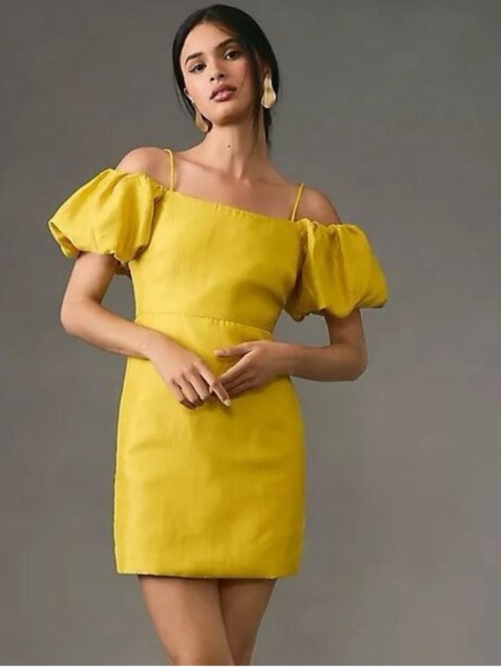 Let Me Be Slim Off-The-Shoulder Puff-Sleeve Dress